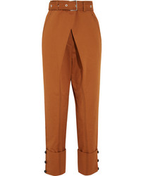 Proenza Schouler Belted Cotton Twill Pants Brown