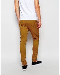 Asos Brand Extreme Super Skinny Pants In Brown