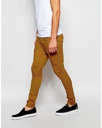 Asos Brand Extreme Super Skinny Pants In Brown