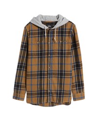 Vans Lopes Plaid Hooded Flannel Button Up Shirt In Dirtblack At Nordstrom