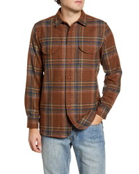 Pendleton Y Plaid Button Up Wool Flannel Shirt