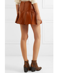 Chloé Pleated Glossed Leather Mini Skirt