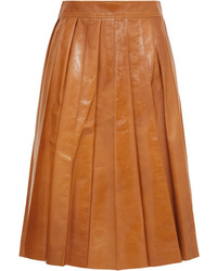 Tobacco Pleated Midi Skirt