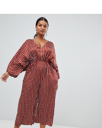 Missguided Plus Kimono Sleeve Culotte Jumpsuit In Polka Dot