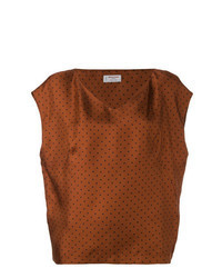 Tobacco Polka Dot Short Sleeve Blouse