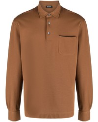 Zegna Long Sleeved Cotton Polo Shirt