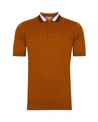 John Smedley Gilson Polo In Gingercoffee Beanwhite At Nordstrom