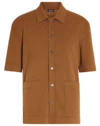 Zegna Knitted Short Sleeve Polo Shirt
