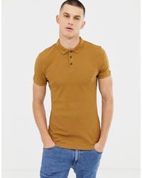 New Look Ribbed Polo In Camel