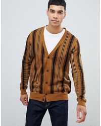 New Look Cardigan In Brown Stripe