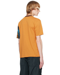 Dries Van Noten Orange Patchwork Sleeve T Shirt