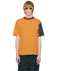 Dries Van Noten Orange Patchwork Sleeve T Shirt