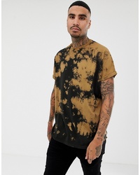 ASOS DESIGN Oversized Longline T Shirt With Roll Sleeve In Grungey