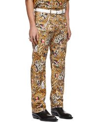 LU'U DAN Beige Leopard Collage Jeans