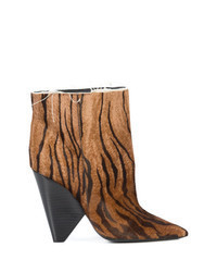 Tobacco Print Leather Ankle Boots