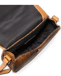 Neiman Marcus Belted Python Print Saddle Bag Cognacsnake
