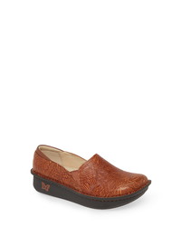 Tobacco Print Leather Loafers