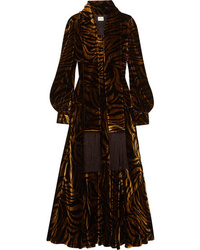 Hillier Bartley Fringed Printed Velvet Dress