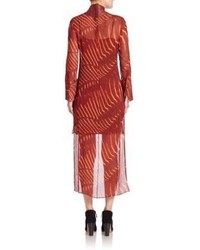 Akris Zebra Print Masai Collar Silk Dress