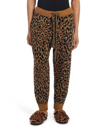 Alanui Espiritu Salvaje Leopard Jacquard Wool Blend Sweater Joggers