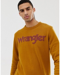 Wrangler Chest Logo Crewneck Sweatshirt In Golden Brownen Brown