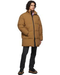 The Very Warm Tan Long Hooded Puffer Jacket