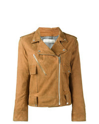 Tobacco Quilted Leather Biker Jacket