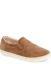 Tobacco Quilted Leather Slip-on Sneakers