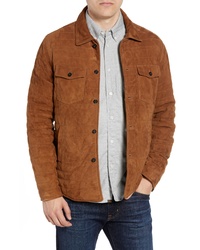 Tobacco Quilted Suede Shirt Jacket