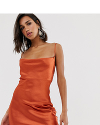 ASOS DESIGN Cami Mini Slip Dress In High Shine Satin With Lace Up Back