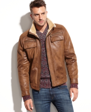 Calvin Klein Jacket Faux Shearling Lined Faux Leather Jacket, $129 ...
