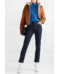 Stella McCartney Hooded Faux Leather Trimmed Faux Shearling And Suede Jacket