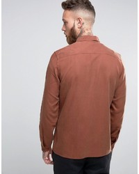 Asos Regular Fit Zip Through Shirt Drape Fabric In Rust