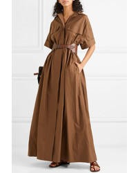 Brunello Cucinelli Crinkled Cotton Blend Maxi Dress
