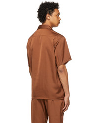 The Conspires Brown Satin Short Sleeve Shirt