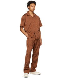 The Conspires Brown Satin Short Sleeve Shirt