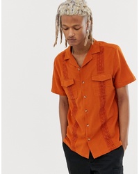 ASOS DESIGN Relaxed Texture Shirt With In Rust