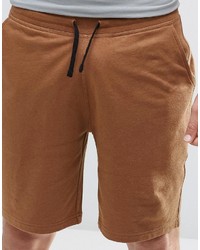 Asos Brand Jersey Shorts In Brown