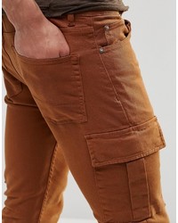 Asos Brand Super Skinny Jeans With Cargo Pockets In Rust