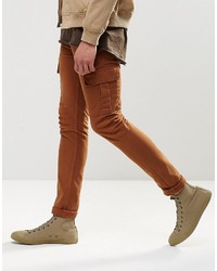 Asos Brand Super Skinny Jeans With Cargo Pockets In Rust
