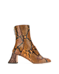 Tobacco Snake Leather Ankle Boots