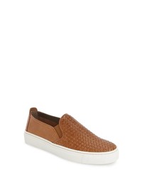 Tobacco Snake Leather Slip-on Sneakers