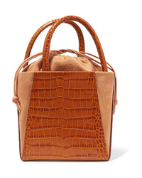 Trademark Dorthea Box Croc Effect Leather And Suede Tote
