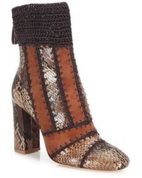 Tobacco Snake Suede Ankle Boots