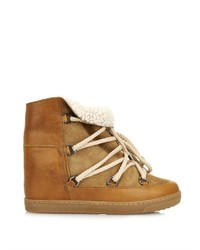 Isabel Marant Nowles Leather Wedge Snow Boots