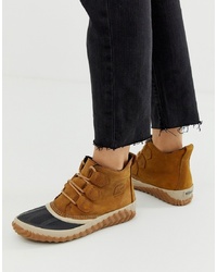 Sorel Out N About Plus Camel Leather Lace Up Ankle Boots