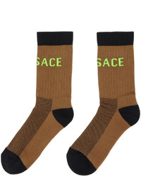 Versace Brown Black Logo Socks