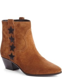 Tobacco Star Print Suede Ankle Boots