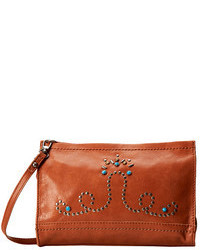 Tobacco Studded Leather Clutch