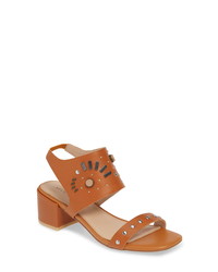 Tobacco Studded Leather Heeled Sandals